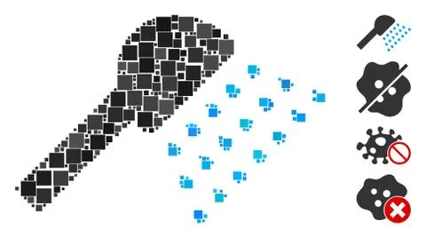 Square Shower Icon Vector Collage Stock Illustration