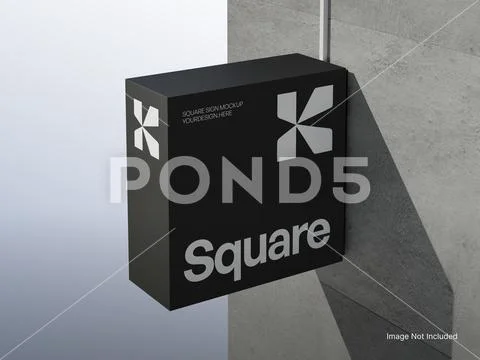 Square Sign Mockup - Storefront Wall Mount Plantilla PSD