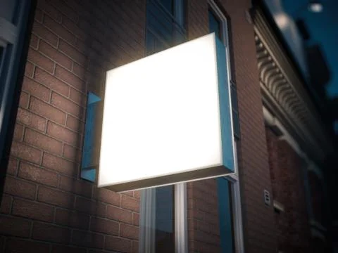 Square signboard on the building. 3d rendering Stockillustratie