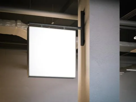 Square signboard on the white column. 3d rendering イラスト素材