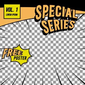 Square simple comic cover front page layout template promotion Stock Illustration