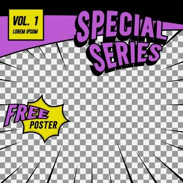 Square simple comic cover front page layout template graphic Stock Illustration