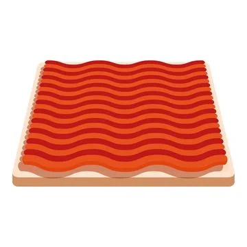 Square slice of bread covered with wavy salmon fillet Stock Illustration