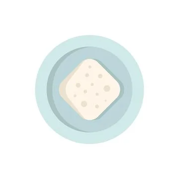Square slice of bread lying on a plate minimalist illustration Stock Illustration