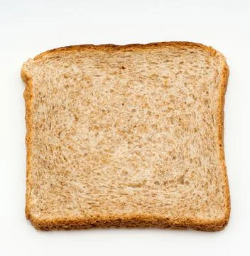 Square slice of bread to toast  close up isolated on white background.  Stock Photos