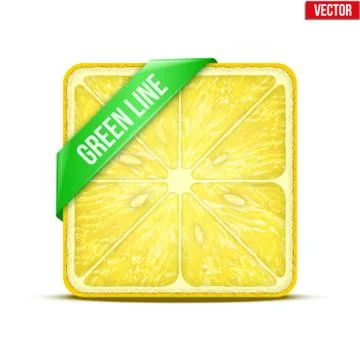 Square slice of lemon green line. vector illustration. Illustrazione stock