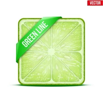 Square slice of lime green line. vector illustration. 스톡 일러스트