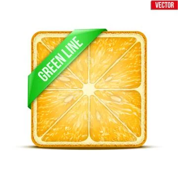 Square slice of orange green line. vector illustration. 스톡 일러스트
