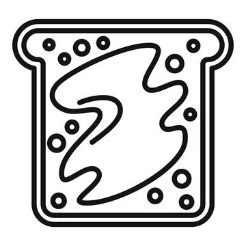 Square slice of white bread with peanut butter minimalist icon Stock Illustration