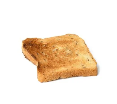 Square slices of bread made from white wheat flour toasted in toaster squa... Foto stock