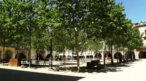 Square in Small Town in Spain 02 Catalonia Stock Footage 11496206