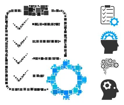 Square Smart Contract Gear Icon Vector Collage Illustrazione stock