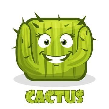 Square smiley cactus Stock Illustration