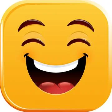 Square Smiling Face with Joyful Expression Stock Illustration
