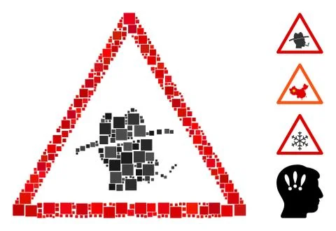 Square Smoker Warning Icon Vector Collage Stock Illustration