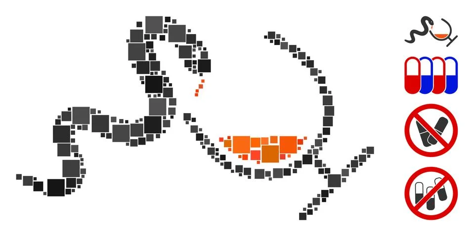 Square Snake Toxin Icon Vector Mosaic Stock Illustration