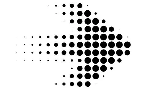 Square soft gradient halftone arrow, Fading square pixel pointer graphic, Mon Stock Illustration