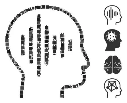 Square Sound Thinking Icon Vector Collage Ilustración de archivo