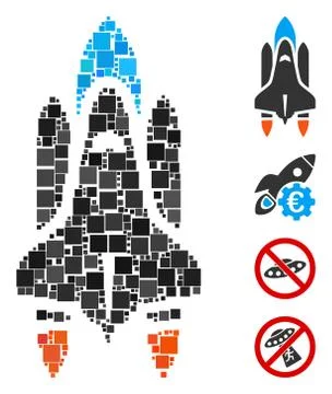 Square Space Shuttle Icon Vector Collage Stock Illustration