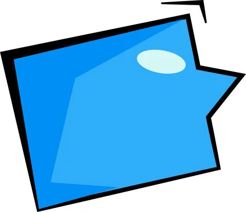 A square speech bubble, blue in color. Stock Illustration