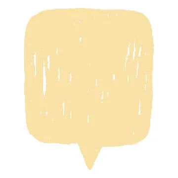 Square speech bubble colored with yellow pencil, hand sketch style. Stock Illustration