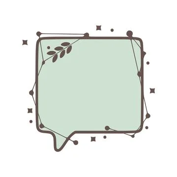 Square Speech bubble nature geometric frames with leaves made from lines an.. Stock Illustration