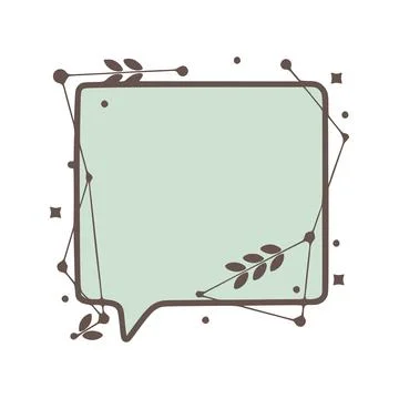 Square Speech bubble nature geometric frames with leaves made from lines an.. Stock Illustration