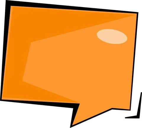 A square speech bubble, orange in color. Stock Illustration