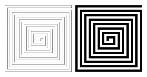 Square Spiral Line Pattern with Black and White Geometric Design Stock Illustration