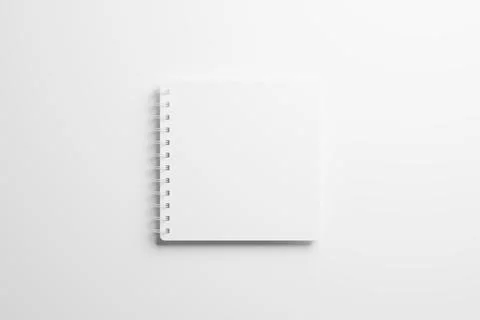Square Spiral Notebook 3D Rendering White Blank Mockup Stock Illustration