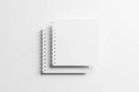 Square Spiral Notebook 3D Rendering White Blank Mockup Stock Illustration