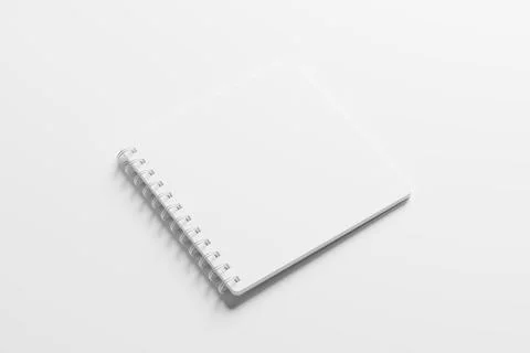 Square Spiral Notebook 3D Rendering White Blank Mockup Stock Illustration