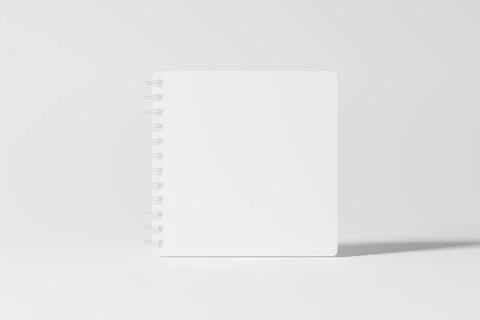 Square Spiral Notebook 3D Rendering White Blank Mockup Stock Illustration