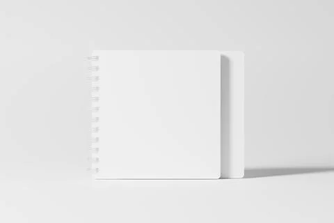 Square Spiral Notebook 3D Rendering White Blank Mockup Stock Illustration