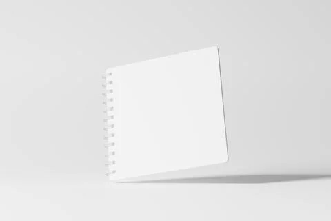 Square Spiral Notebook 3D Rendering White Blank Mockup Stock Illustration