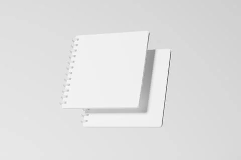 Square Spiral Notebook 3D Rendering White Blank Mockup Stock Illustration