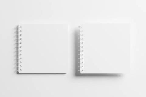 Square Spiral Notebook 3D Rendering White Blank Mockup Stock Illustration