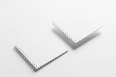 Square Spiral Notebook 3D Rendering White Blank Mockup Stock Illustration