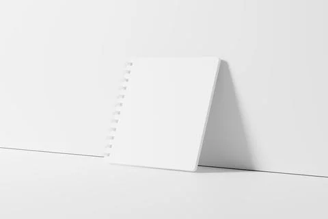 Square Spiral Notebook 3D Rendering White Blank Mockup Stock Illustration