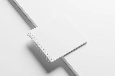 Square Spiral Notebook 3D Rendering White Blank Mockup Stock Illustration