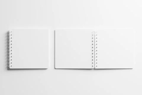 Square Spiral Notebook 3D Rendering White Blank Mockup Stock Illustration