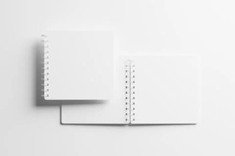 Square Spiral Notebook 3D Rendering White Blank Mockup Stock Illustration