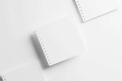 Square Spiral Notebook 3D Rendering White Blank Mockup Stock Illustration