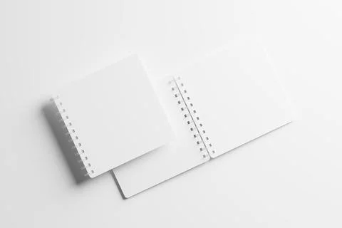 Square Spiral Notebook 3D Rendering White Blank Mockup Stock Illustration