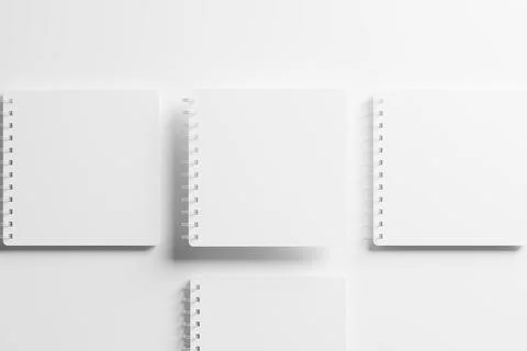 Square Spiral Notebook 3D Rendering White Blank Mockup Stock Illustration