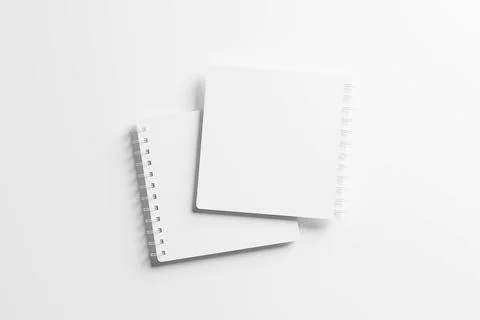 Square Spiral Notebook 3D Rendering White Blank Mockup Stock Illustration