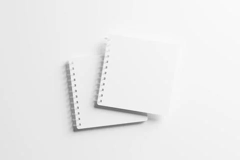 Square Spiral Notebook 3D Rendering White Blank Mockup Stock Illustration