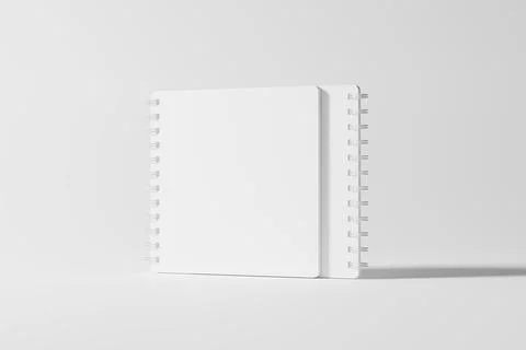 Square Spiral Notebook 3D Rendering White Blank Mockup Stock Illustration