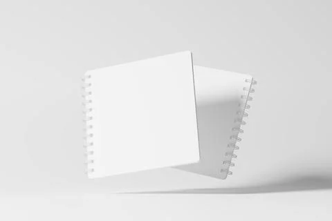 Square Spiral Notebook 3D Rendering White Blank Mockup Stock Illustration