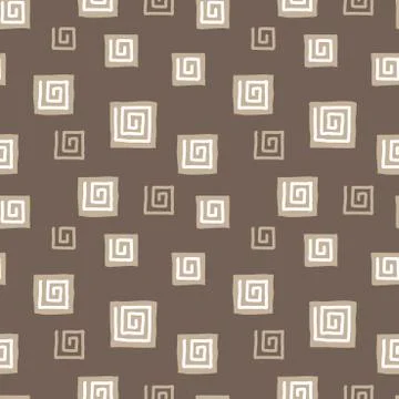 Square spiral pattern of a snail. Hand drawn seamless vector background. Stock Illustration